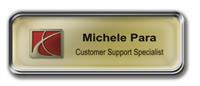 Silver Metal Framed Epoxy Nametag with Shiny Gold Metal Insert