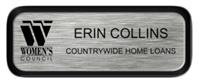 Metal Name Tag: Brushed Silver with Black Metal Border