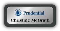 Metal Name Tag: Shiny Silver Metal Name Tag with a Graphite Plastic Border