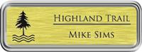 Framed Name Tag: Silver Plastic (rounded corners) - Brushed Gold Metal Insert