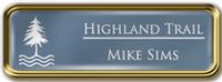 Framed Name Tag: Gold Metal (rounded corners) - China Blue and White Plastic Insert with Epoxy