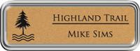 Framed Name Tag: Silver Plastic (rounded corners) - Smooth Gold and Black Plastic Insert