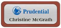 Metal Name Tag: Brushed Silver Metal Name Tag with a Canyon Plastic Border