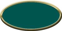 Blank Oval Plastic Gold Nametag with Evergreen