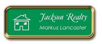 Gold Metal Framed Nametag with Kelley Green and White