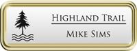 Framed Name Tag: Gold Plastic (rounded corners) - White Metal Insert