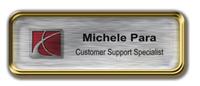 Gold Metal Framed Epoxy Nametag with Brushed Silver Metal Insert
