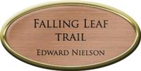 Framed Name Tag: Gold Plastic (Oval) - Brushed Copper and Black Plastic Insert with Epoxy