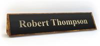 Molten Lava Onyx Marble Desk Plate - Black Name Plate