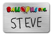 Brushed Silver Dry Erase Name Tag with Logo