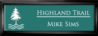 Framed Name Tag: Black Plastic (squared corners) - Celadon Green and White Plastic Insert