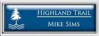 Framed Name Tag: Silver Plastic (squared corners) - Sky Blue and White Plastic Insert with Epoxy
