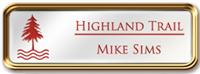 Framed Name Tag: Rose Gold Metal (rounded corners) - White and Crimson Plastic Insert with Epoxy