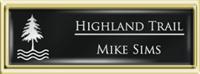 Framed Name Tag: Gold Plastic (squared corners) - Black and White Plastic Insert with Epoxy