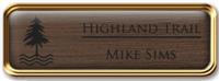 Framed Name Tag: Rose Gold Metal (rounded corners) - Deep Bronze and Black Plastic Insert with Epoxy