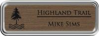 Framed Name Tag: Silver Plastic (rounded corners) - Deep Bronze and Black Plastic Insert