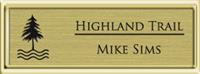 Framed Name Tag: Gold Plastic (squared corners) - Shiny Gold and Black Plastic Insert