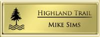 Framed Name Tag: Gold Plastic (squared corners) - Shiny Gold and Black Plastic Insert with Epoxy