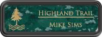 Framed Name Tag: Black Plastic (rounded corners) - Verde and Gold Plastic Insert