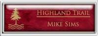 Framed Name Tag: Silver Plastic (squared corners) - Port Wine and Gold Plastic Insert with Epoxy