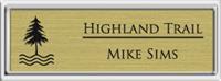 Framed Name Tag: Silver Plastic (squared corners) - Shiny Gold and Black Plastic Insert