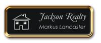Rose Gold Metal Framed Nametag with Black and Silver