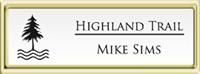  Framed Name Tag: Gold Plastic (squared corners) - White Metal Insert