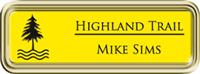 Framed Name Tag: Gold Plastic (rounded corners) - Canary Yellow and Black Plastic Insert