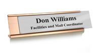 Brushed Aluminum and Black Name Plastic Plate with Rose Gold Metal Deskplate