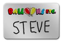 Shiny Silver Dry Erase Name Tag with Logo