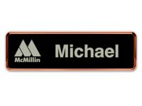 Rose Gold Metal Framed Nametag with Black and Silver