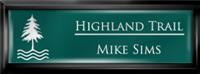 Framed Name Tag: Black Plastic (squared corners) - Evergreen and White Plastic Insert with Epoxy