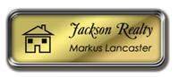 Silver Metal Framed Nametag with Shiny Gold and Black