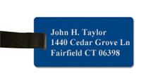 Textured Plastic Luggage Tag: Sapphire with White - 822-503