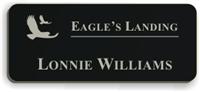 Smooth Plastic Name Tag: Black with Silver - LM922-413