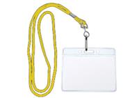 Yellow Round Woven Lanyard with Name Badge Holder Sleeve