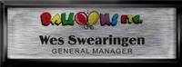 Black Epoxy Squared Frame Name Tag with a Brushed Silver Insert