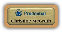 Metal Name Tag: Brushed Gold Metal Name Tag with a Gold Plastic Border and Epoxy
