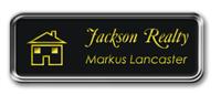 Silver Metal Framed Nametag with Black and Yellow