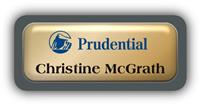 Metal Name Tag: Shiny Gold Metal Name Tag with a Charcoal Grey Plastic Border and Epoxy