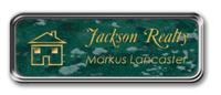 Silver Metal Framed Nametag with Verde and Gold