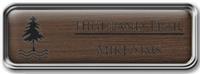 Framed Name Tag: Silver Metal (rounded corners) - Deep Bronze and Black Plastic Insert with Epoxy