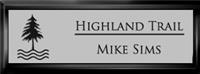 Framed Name Tag: Black Plastic (squared corners) - Brushed Aluminum and Black Plastic Insert