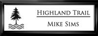 Framed Name Tag: Black Plastic (squared corners) - White and Black Plastic Insert