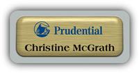 Metal Name Tag: Brushed Gold Metal Name Tag with a Silver Plastic Border and Epoxy