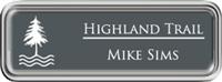Framed Name Tag: Silver Plastic (rounded corners) - Smoke Grey and White Plastic Insert