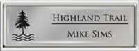 Framed Name Tag: Silver Plastic (squared corners) - Smooth Silver and Black Plastic Insert with Epoxy