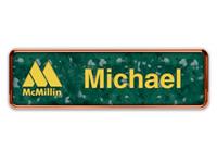 Rose Gold Metal Framed Nametag with Verde and Gold