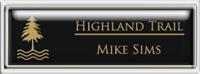Framed Name Tag: Silver Plastic (squared corners) - Black and Gold Plastic Insert with Epoxy