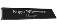 Black Piano Finish Desk Plate with Black Plate with Silver Engraving